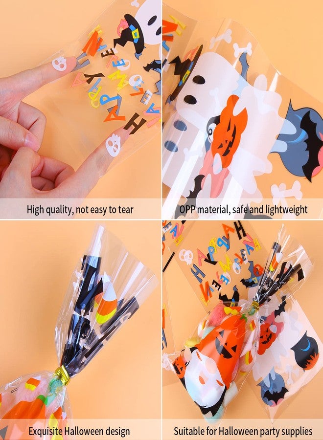 STEFORD 120 Pcs Halloween Cellophane Treat bags, Clear Plastic Candy Gift Cookie Bag with Twists for Halloween Party Favors Supplies - Image 4